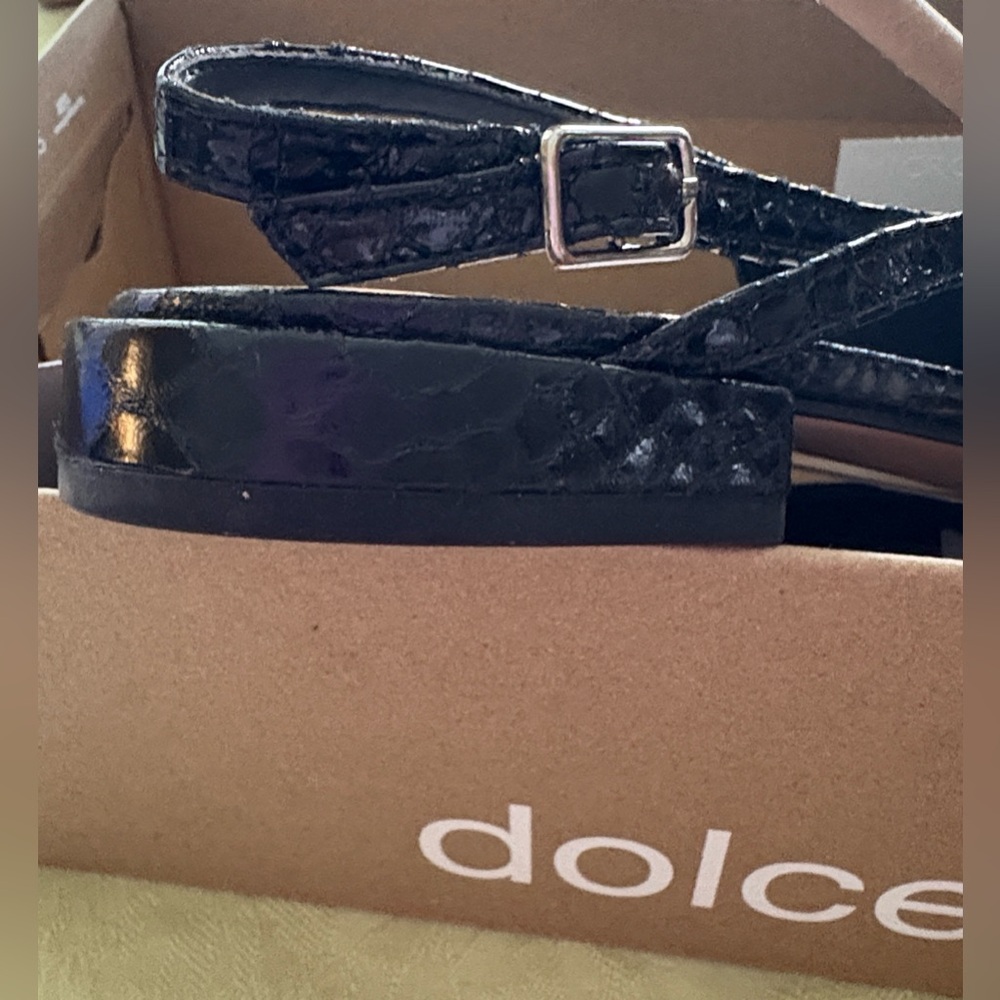 women’s Dolce Vita Black Snake Embossed Slingback Flats Palma Sz 9.5 New - Picture 11 of 11